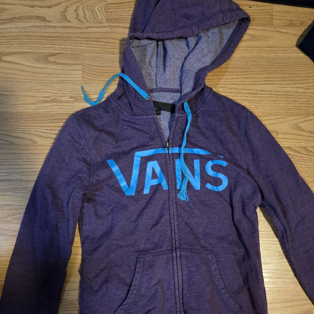 purple/teal vans zip up hoodie
